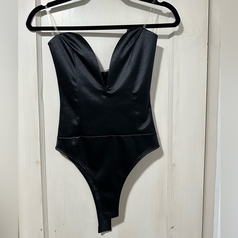 Low Cut Satin Bodysuit